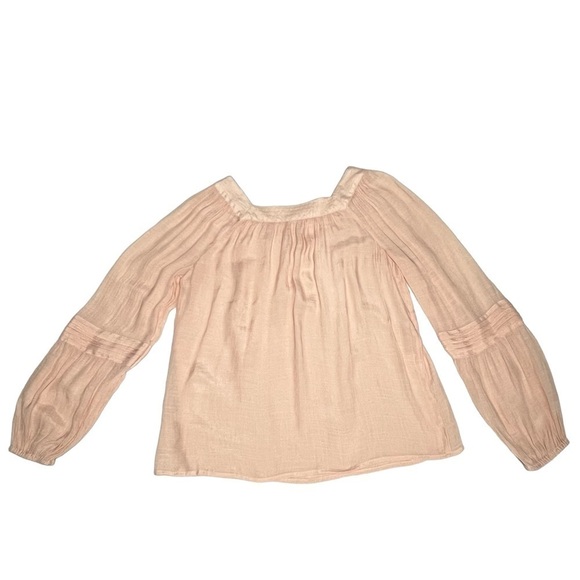 LC LAURA CONRAD Sheer Peach Square Neck Peasant Boho Top Women's Size M - Picture 6 of 16